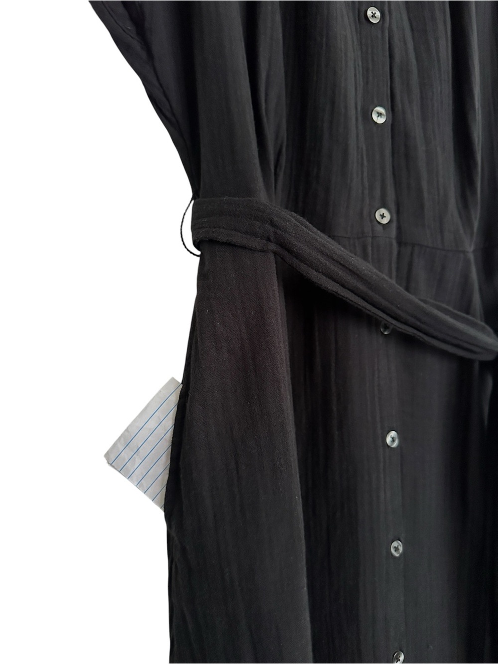 GAP Black 100% Cotton Crinkle Gauze Midi Shirtdress Casual Tie Waist Size Medium - Picture 5 of 13